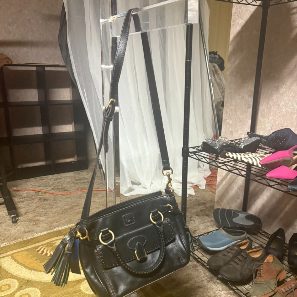 Dooney & Bourke Black Florentine Leather Satchel  Crossbody Bag NWT - Picture 15 of 16